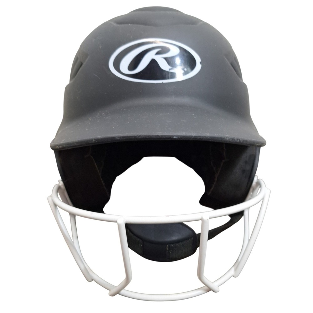 Rawlings RCFH Coolflo Batting Helmet Matte Black White Face Guard Size 6.5-7.5
